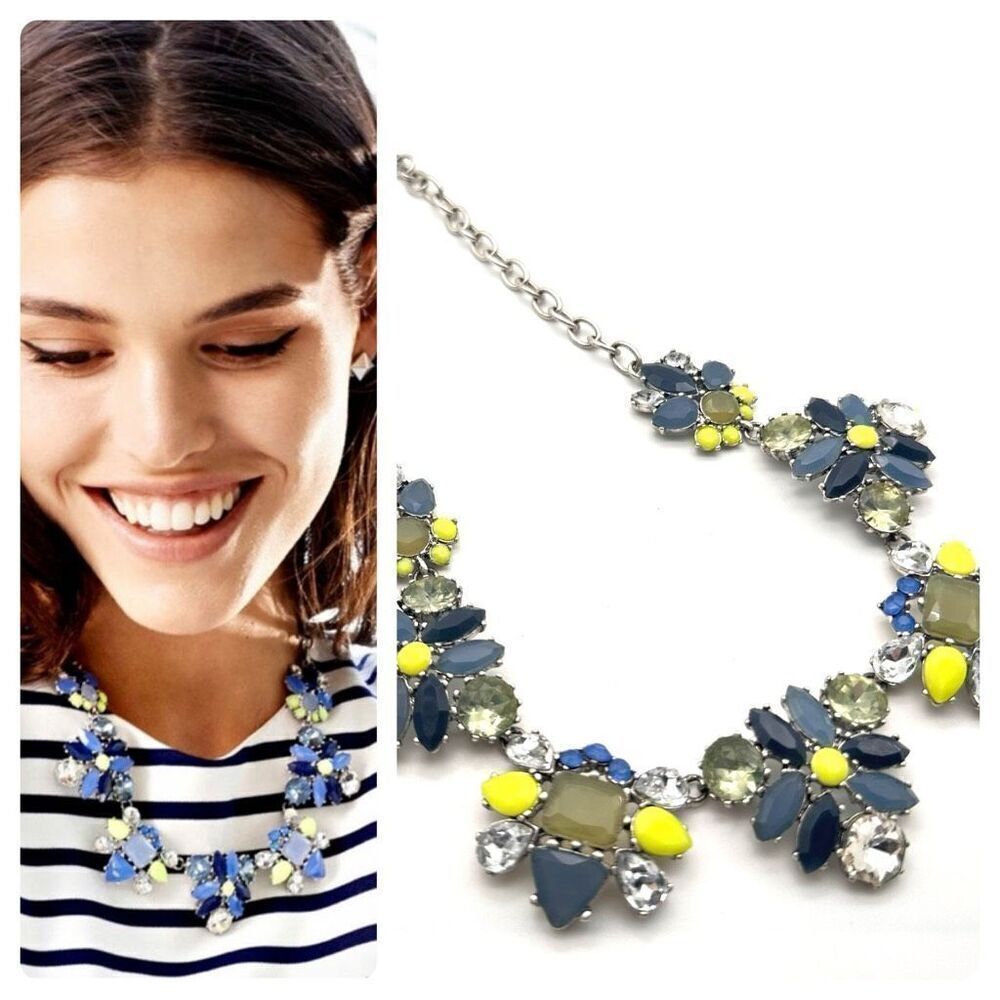 Stella & Dot Elodie Statement necklace Blue‎ Silver Career Party